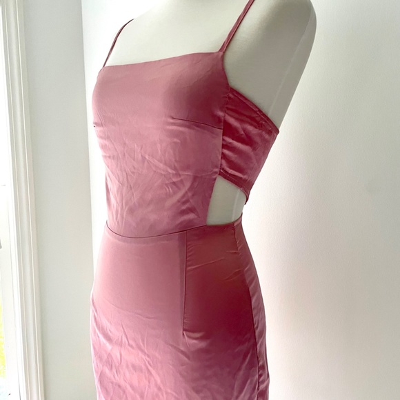 PLT Pink Satin Dress with Cutout Size 4 - Picture 2 of 8